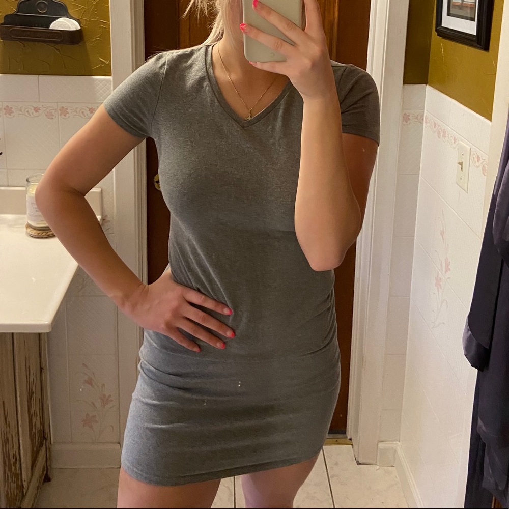 Casual v neck T-shirt dress